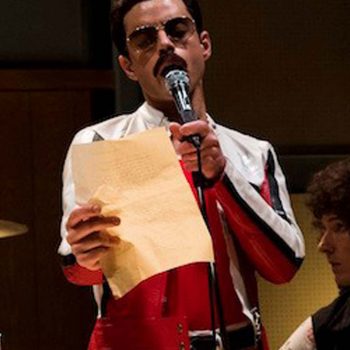 Bohemian Rhapsody Freddie Mercury red and white leather jacket front view in USA