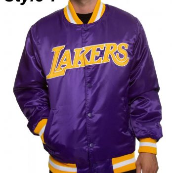 Shop Bomber LA Lakers Purple Satin Jacket