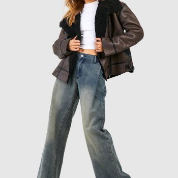 Women's aviator jacket with borg lining in Fracne style