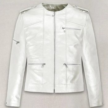 Bresha Webb black leather jacket in France style