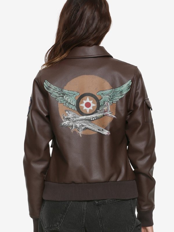 Brie-Larson-Captain-Marvel-Air-Force-Brown-Bomber-Leather-Jacket Brie Larson's iconic Captain Marvel Flight Bomber Jacket in American market