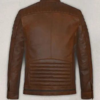Front View of Men's Spanish Brown Andrew Tate Leather Jacket in France style