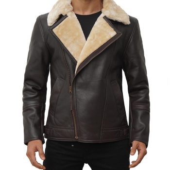 Brown biker leather jacket
