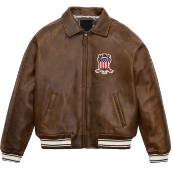 Shop Brown Avirex Icon Leather Jacket