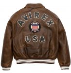 MensBrownAvirexLeatherBomberJacket-5