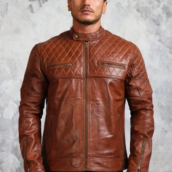 Men's genuine lambskin leather jacket with impeccable tailoring