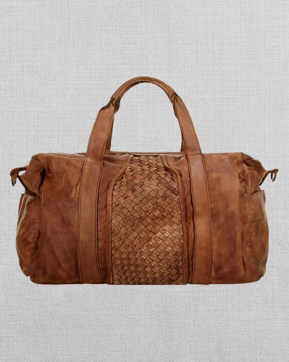 Fashionable Brown Leather Duffel Bag for Men and Women in American style