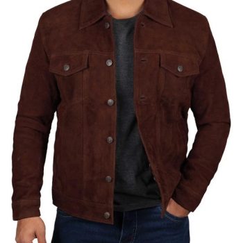 Men's brown suede jacket in France style