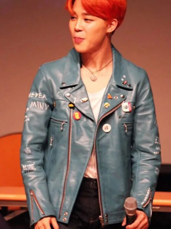 BTS Jimin biker leather jacket fashion style in USA