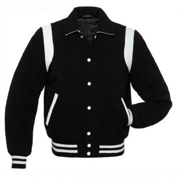Byron Collar varsity letterman jacket back view in France style