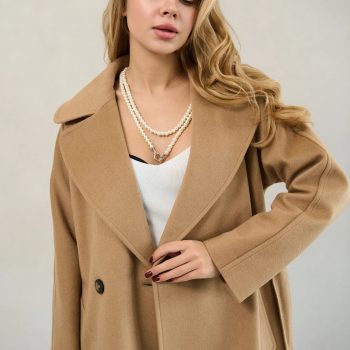 Stylish camel cashmere coat for women in USA