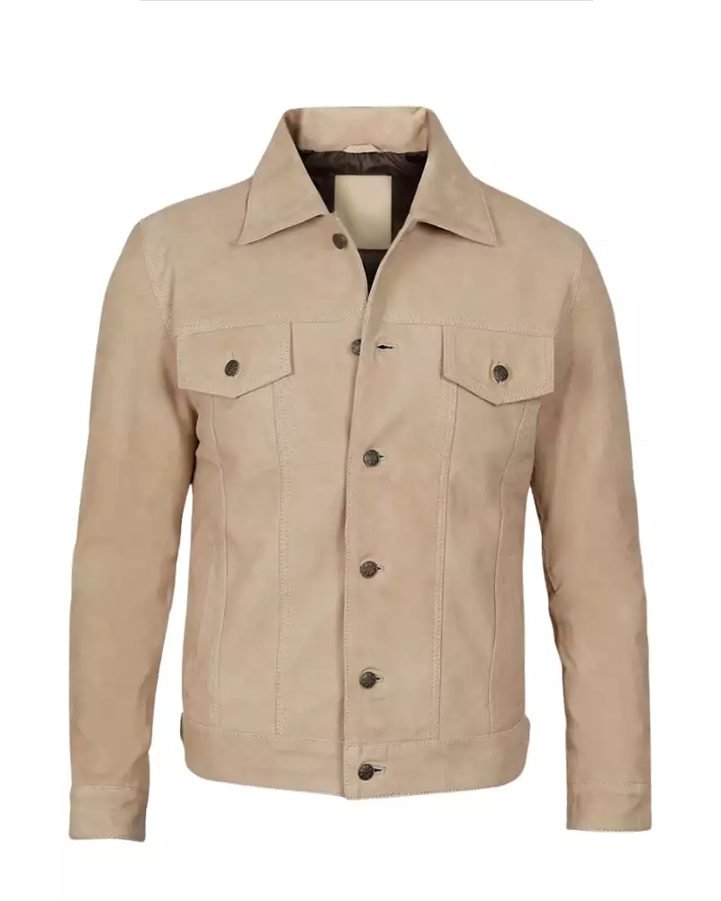 freepik__retouch__64083 Classic men’s denim trucker jacket in camel tone