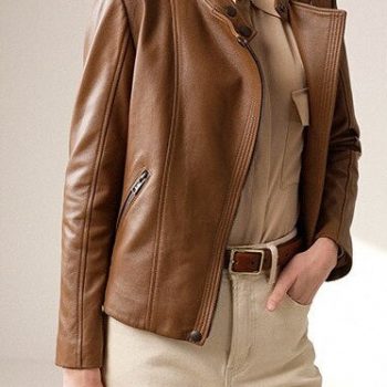 Causal brown leather jacket