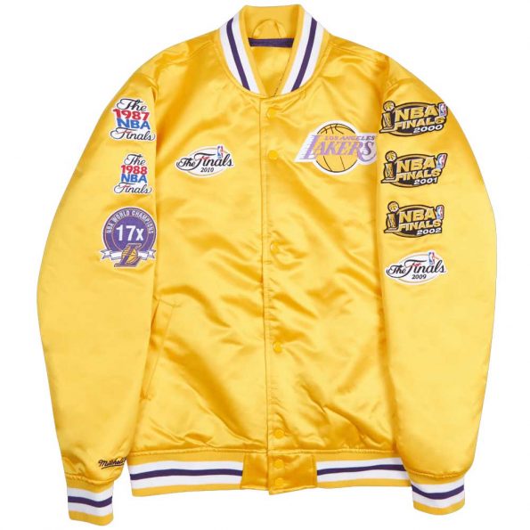Champ City LA Lakers Yellow Satin Jacket Front View
