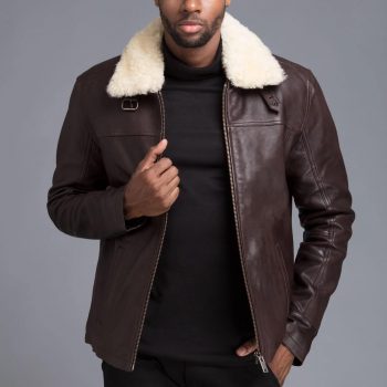 Brown Chocolate Color Real Faux Fur Eskimo Collar Decant Jacket For Men in uk