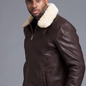 Chocolate Color Real Faux Fur Eskimo Collar Jacket For Men