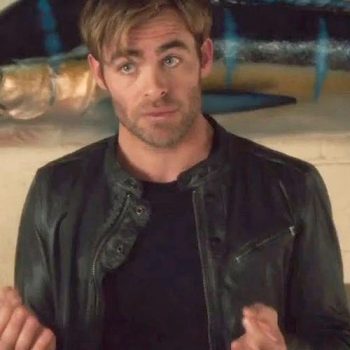 Stylish Leather Jacket as Seen on Chris Pine in France style