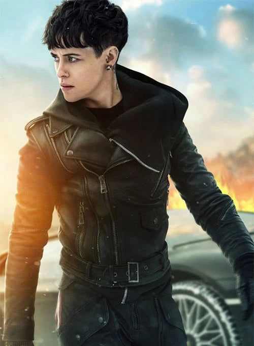 clairefoythegirlinthespiderwebleathjack Claire Foy Embraces Edgy Style in Leather Jacket in USA market