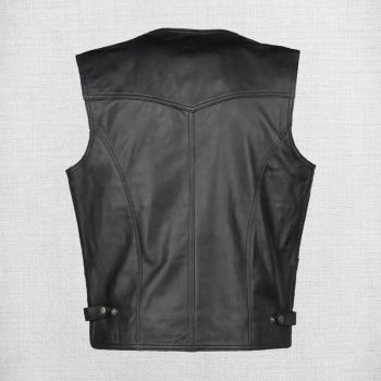 Men's classic black leather vest in USA