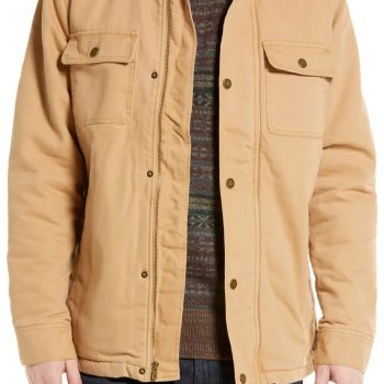 Durable cotton canvas chore coat with button closure in USA