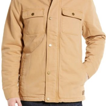Workwear-inspired chore coat made from cotton canvas in USA