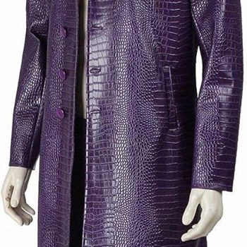 Joker's Iconic Purple Leather Coat from Suicide Squad in France style