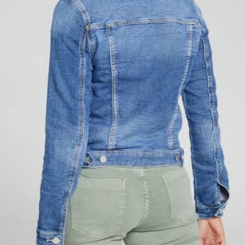 stretchable mid blue wash denim jacket