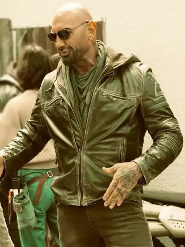 Dave Bautista Afterburn 2025 Black Leather Jacket