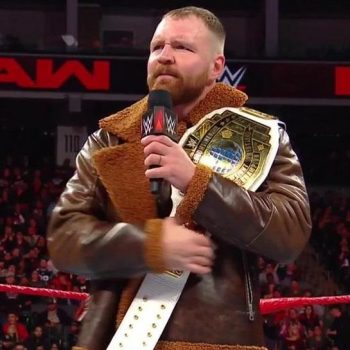 Stylish brown leather jacket with faux shearling, as worn by Dean Ambrose in France style