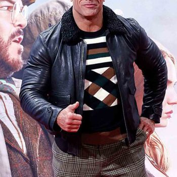 Stylish leather jacket with faux fur collar, as seen on Dwayne Johnson in USA market