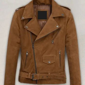 Caramel Brown Suede Leather Biker Jacket in USA