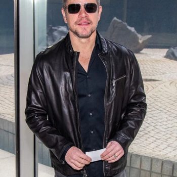 Elegant Matt Damon Leather Jacket for men in USA