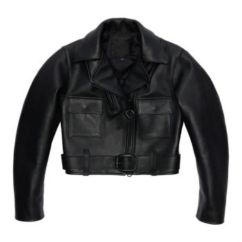 Elegant Women's Cropped Slim Leather Jacket  in USA