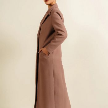 Elegant long coat in dusty pink shade in USA