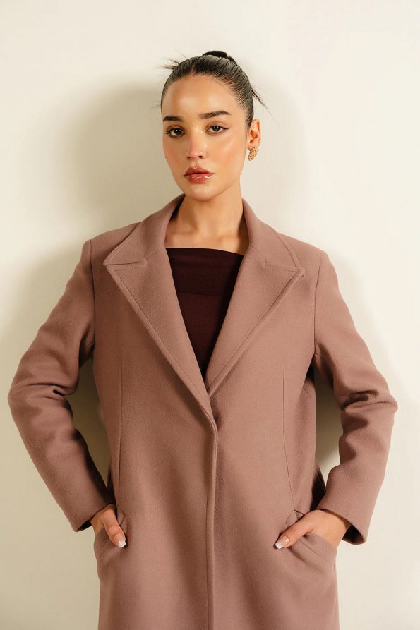 Soft wool blend dusty pink overcoat in USA