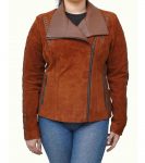 Womens-Brown-Suede-Leather-Biker-Jacket