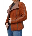 Womens-Brown-Suede-Leather-Biker-Jacket