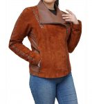 Womens-Brown-Suede-Leather-Biker-Jacket