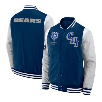 Shop Elements Elite Chicago Bears Navy Satin Jacket