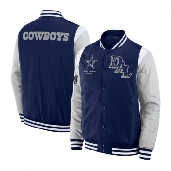 Shop Elements Elite Dallas Cowboys Navy Satin Jacket