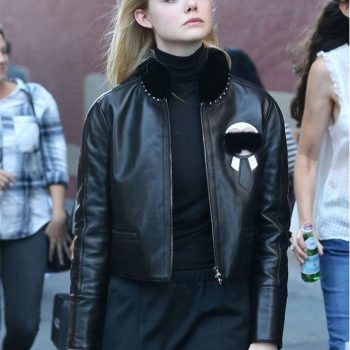Elle Fanning Black Leather Jacket