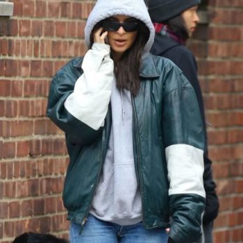 Stylish Leather Jacket Worn by Emily Ratajkowski