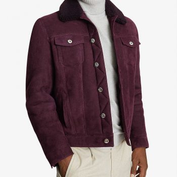 Men's Shearling Collar Real Suede Trucker