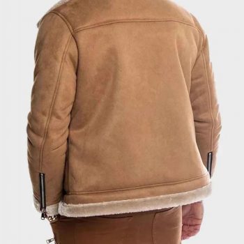 Faux Shearling Suede Leather Jacket For Men's in usa
