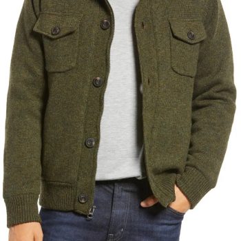 Fleece lined wool blend knit jacket for winter in USA