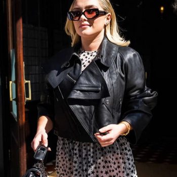Modern Black Leather Jacket for Women by Florence Pugh