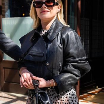 Florence Pugh Inspired Fashion Black Leather Jacket