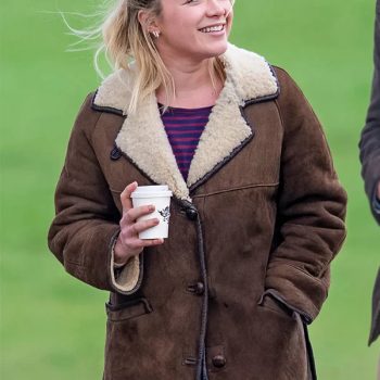 Florence Pugh Brown Shearling Leather Jacket