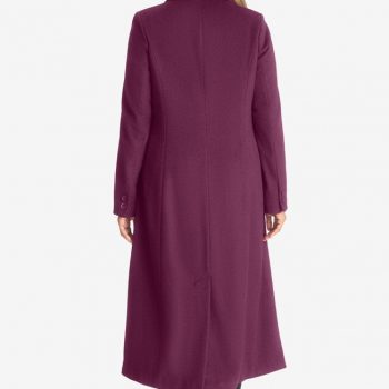 Elegant wool blend overcoat for women in full length style in USA