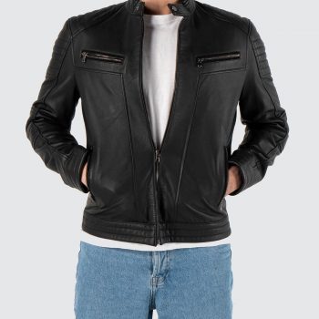 Men's leather jacket-Black